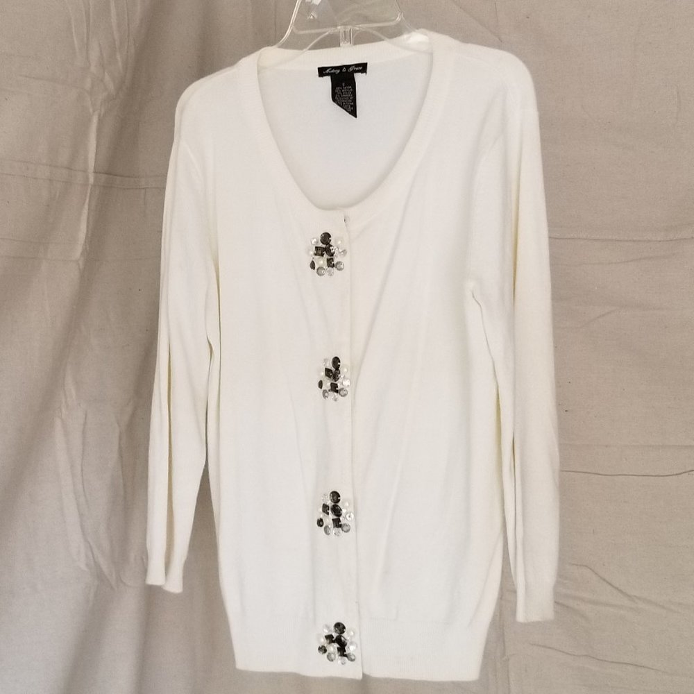 Vintage Audrey & Grace Button Up Cardigan Embellished with Sequin Jewelry  Small